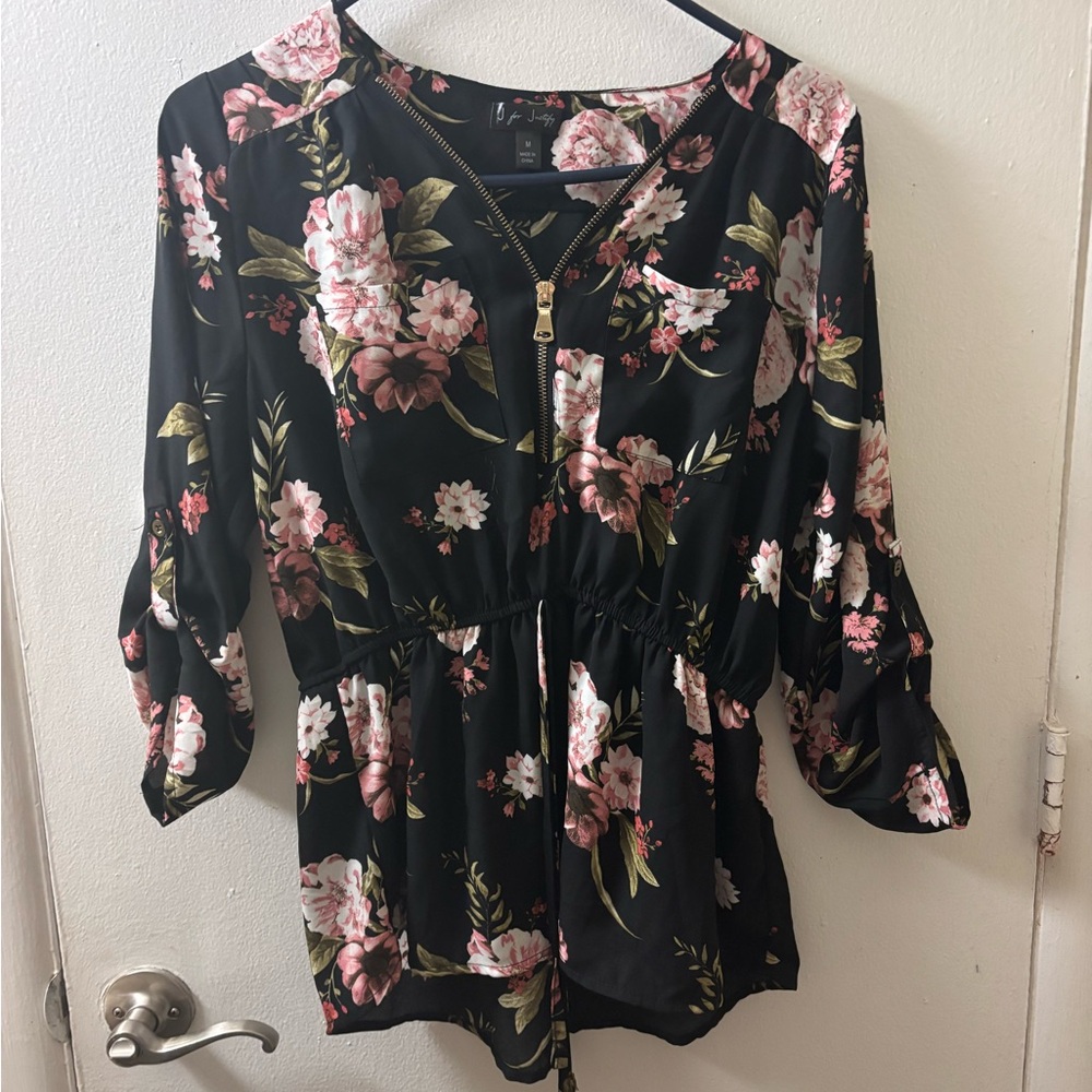 J for Justify Black Floral Blouse
